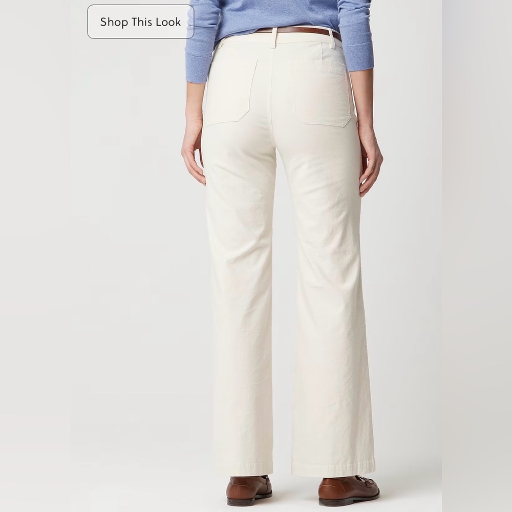 J.Crew Factory Women's Lizzie high-rise patch-pocket wide-leg pant Natural 31 - Picture 2 of 13